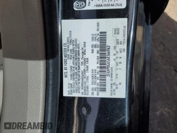 2010 Ford Fusion S with VIN 3FAHP0GA5AR366962, listed as a Copart auction lot 47628585 with 234,041 mi miles and Salvage Title. Bid and sale history available at carsss.com. Image 12.