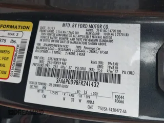 2015 Ford Fusion Titanium with VIN 3FA6P0D98FR241432, listed as a IAAI auction lot 40810097 with 94,021 mi miles. Bid and sale history available at carsss.com. Image 9.