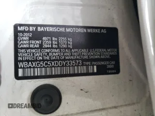 2013 BMW 5 Series 528i with VIN WBAXG5C5XDDY33573, listed as a Copart auction lot 54733925 with 161,265 mi miles and Clean Title. Bid and sale history available at DreamBid. Image 12.
