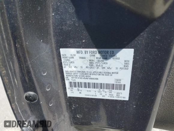2010 Ford F-150 XL with VIN 1FTFX1EV5AFA68356, listed as a IAAI auction lot 42267628 with 253,141 mi miles and . Bid and sale history available at DreamBid. Image 9.