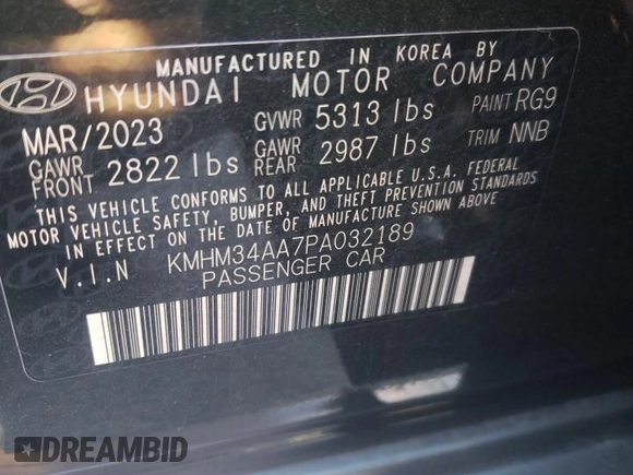 2023 Hyundai Ioniq 6 SEL z VIN KMHM34AA7PA032189, wystawiony jako Copart lot #71499803 z przebiegiem 2848 mil mil oraz . Historia ofert i sprzedaży dostępna na DreamBid. Obrazek 12.