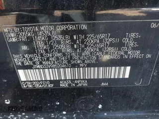 2008 Toyota RAV4 with VIN JTMBD33V985204610, listed as a IAAI auction lot 41637157 with 243,282 mi miles. Bid and sale history available at carsss.com. Image 9.