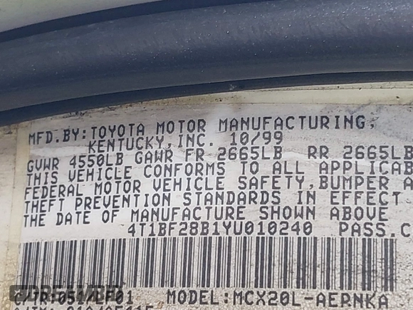 2000 Toyota Avalon XL z VIN 4T1BF28B1YU010240, wystawiony jako IAAI lot #40956040 z przebiegiem Nie podano mil oraz . Historia ofert i sprzedaży dostępna na DreamBid. Obrazek 9.