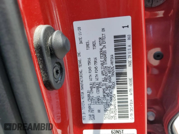 2021 Toyota Tacoma SR z VIN 5TFAX5GN4MX192454, wystawiony jako Copart lot #55956395 z przebiegiem 54 875 mil mil oraz Czysty tytuł • Clean title. Historia ofert i sprzedaży dostępna na DreamBid. Obrazek 12.
