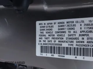 2014 Acura RLX Hybrid Advance Pkg with VIN JH4KC2F92EC000068, listed as a IAAI auction lot 41158553 with 108,325 mi miles. Bid and sale history available at carsss.com. Image 9.