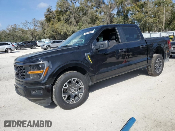 2024 Ford F-150 STX with VIN 1FTEW2KP8RKD25944, listed as a Copart auction lot 47829885 with 17,574 mi miles and Salvage Title. Bid and sale history available at carsss.com. Image 1.