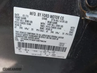 2015 Ford Explorer Limited with VIN 1FM5K7F85FGB78634, listed as a IAAI auction lot 42053617 with 69,540 mi miles. Bid and sale history available at carsss.com. Image 9.