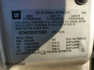 2007 GMC Sierra 2500HD Classic SLT with VIN 1GTHK23D37F153826, listed as a Copart auction lot 42826465 with 0 mi miles and Salvage Title. Bid and sale history available at carsss.com. Image 13.
