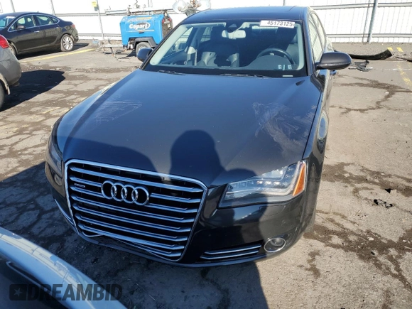 2012 Audi A8 with VIN WAURVAFD8CN004536, listed as a Copart auction lot 45173125 with 143,000 mi miles and Salvage title. Bid and sale history available at DreamBid. Image 5.