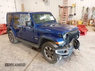 2019 Jeep Wrangler Unlimited Sahara with VIN 1C4HJXEN8KW520136, listed as a IAAI auction lot 42534787 with 100,256 mi miles and . Bid and sale history available at DreamBid. Image 1.