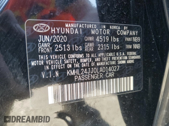 2020 Hyundai Sonata Hybrid Blue with VIN KMHL24JJ0LA014027, listed as a Copart auction lot 49980905 with 116,897 mi miles and Clean Title. Bid and sale history available at carsss.com. Image 12.