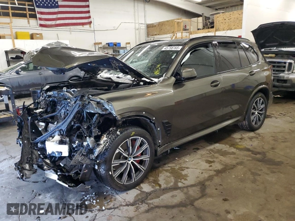 2025 BMW X5 xDrive40i with VIN 5UX23EU01S9Y34671, listed as a Copart auction lot 45758765 with 0 mi miles and Salvage Title. Bid and sale history available at carsss.com. Image 1.