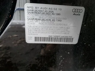 2010 Audi Q5 Prestige with VIN WA1VKBFP1AA084769, listed as a Copart auction lot 89398795 with 146,638 mi miles and Non repairable. Bid and sale history available at DreamBid. Image 14.