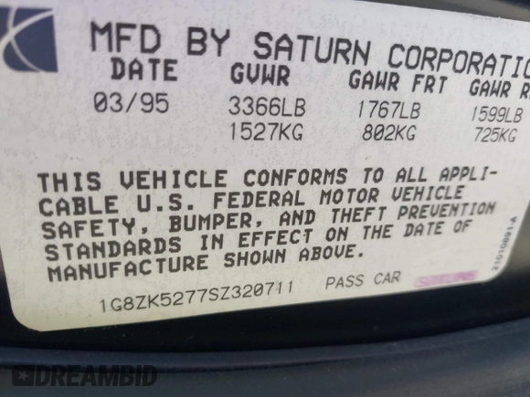 1995 Saturn SL with VIN 1G8ZK5277SZ320711, listed as a IAAI auction lot 42115543 with 77,558 mi miles and . Bid and sale history available at DreamBid. Image 9.
