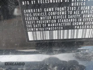 2023 Volkswagen Jetta SE z VIN 3VW7M7BU1PM039129, wystawiony jako IAAI lot #41905547 z przebiegiem 20 188 mil mil oraz . Historia ofert i sprzedaży dostępna na DreamBid. Obrazek 9.