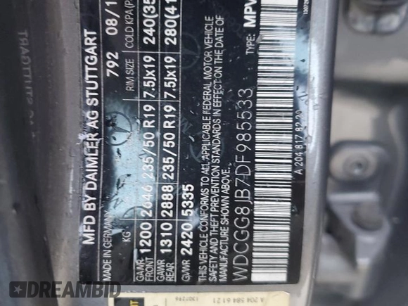 2013 Mercedes-Benz GLK 350 with VIN WDCGG8JB7DF985533, listed as a Copart auction lot 73733944 with Not Provided miles and Salvage Title. Bid and sale history available at DreamBid. Image 13.