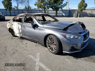 2019 Infiniti Q50 Red Sport 400 with VIN JN1FV7AP2KM761000, listed as a Copart auction lot 41535135 with Not provided miles and Non repairable. Bid and sale history available at DreamBid. Image 4.