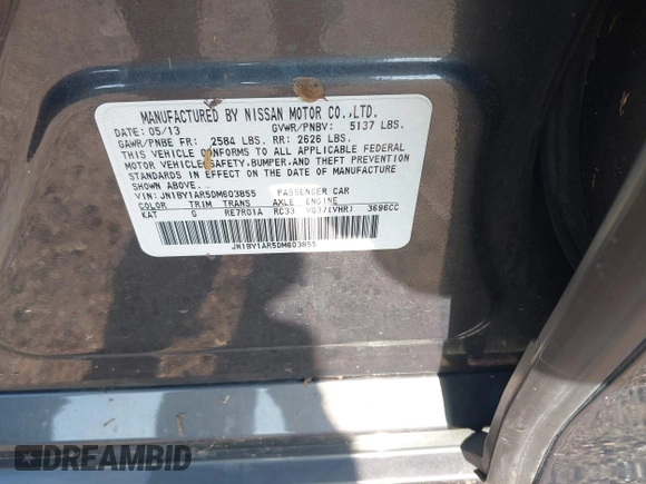 2013 Infiniti M z VIN JN1BY1AR5DM603855, wystawiony jako IAAI lot #42454181 z przebiegiem 130 409 mil mil oraz . Historia ofert i sprzedaży dostępna na DreamBid. Obrazek 9.