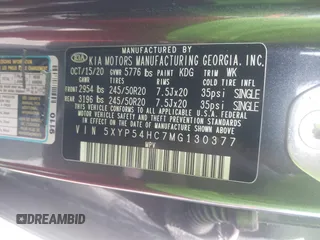 2021 Kia Telluride SX with VIN 5XYP54HC7MG130377, listed as a IAAI auction lot 42172684 with 32,186 mi miles and . Bid and sale history available at DreamBid. Image 9.