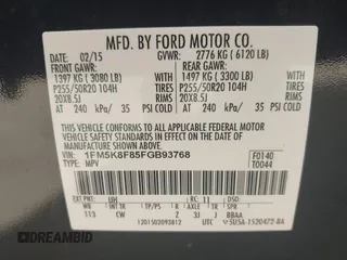 2015 Ford Explorer Limited z VIN 1FM5K8F85FGB93768, wystawiony jako IAAI lot #42199278 z przebiegiem 121 441 mil mil oraz . Historia ofert i sprzedaży dostępna na DreamBid. Obrazek 9.