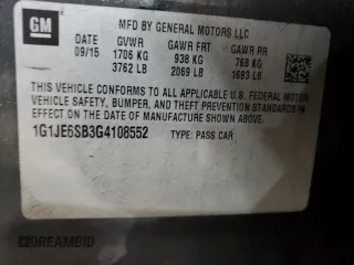 2016 Chevrolet Sonic LTZ z VIN 1G1JE6SB3G4108552, wystawiony jako Copart lot #57843505 z przebiegiem 101 897 mil mil oraz Szkoda całkowita • Salvage title. Historia ofert i sprzedaży dostępna na DreamBid. Obrazek 13.