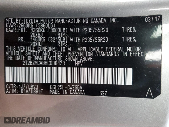 2017 Lexus RX 350 with VIN 2T2BZMCA8HC088173, listed as a Copart auction lot 83321354 with 113,988 mi miles and Salvage Title. Bid and sale history available at DreamBid. Image 13.