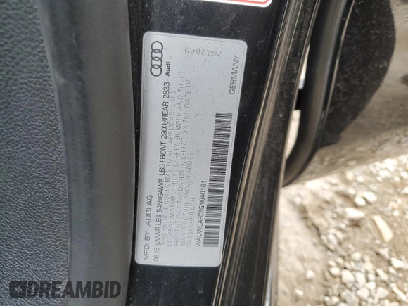 2016 Audi A7 Premium Plus z VIN WAUWGAFC9GN040181, wystawiony jako Copart lot #49276895 z przebiegiem 158 516 mil mil oraz Szkoda całkowita • Salvage title. Historia ofert i sprzedaży dostępna na DreamBid. Obrazek 14.