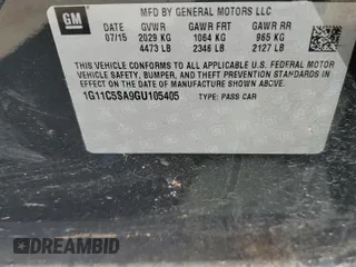 2016 Chevrolet Malibu Limited LT with VIN 1G11C5SA9GU105405, listed as a Copart auction lot 48464125 with 116,736 mi miles and Salvage Title. Bid and sale history available at carsss.com. Image 14.
