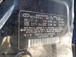 2020 Hyundai Elantra Sport with VIN KMHD04LB2LU049201, listed as a Copart auction lot 80038654 with 99,467 mi miles and Salvage Title. Bid and sale history available at carsss.com. Image 12.