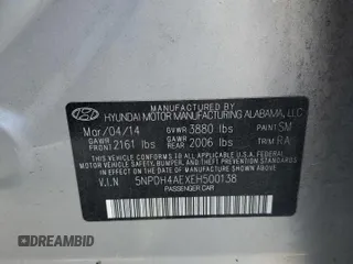 2014 Hyundai Elantra SE with VIN 5NPDH4AEXEH500138, listed as a Copart auction lot 52963765 with 147,466 mi miles and Salvage Title. Bid and sale history available at DreamBid. Image 12.