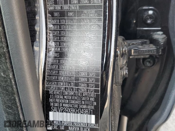 2019 Land Rover Range Rover Evoque SE z VIN SALVP2RX8KH349871, wystawiony jako Copart lot #59990275 z przebiegiem 67 301 mil mil oraz Szkoda całkowita • Salvage title. Historia ofert i sprzedaży dostępna na DreamBid. Obrazek 14.