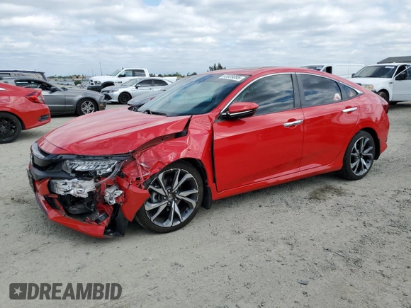 2020 Honda Civic Sedan Touring with VIN 2HGFC1F91LH683003, listed as a Copart auction lot 53839085 with 34,999 mi miles and Salvage Title. Bid and sale history available at carsss.com. Image 1.