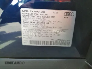 2022 Audi e-tron Premium with VIN WA1AAAGE0NB026001, listed as a Copart auction lot 57532563 with 0 mi miles. Bid and sale history available at carsss.com. Image 13.