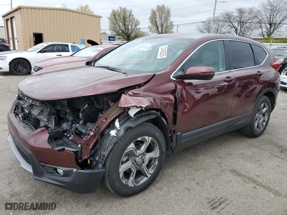 2019 Honda CR-V EX with VIN 2HKRW2H52KH661102, listed as a Copart auction lot 52445525 with 28,240 mi miles and Salvage Title. Bid and sale history available at carsss.com. Image 1.
