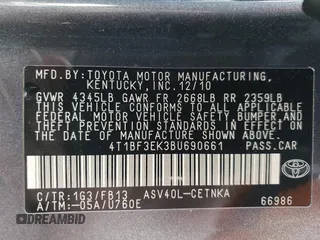 2011 Toyota Camry LE with VIN 4T1BF3EK3BU690661, listed as a Copart auction lot 45159595 with 167,441 mi miles and Salvage Title. Bid and sale history available at DreamBid. Image 13.