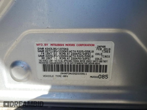 2016 Mitsubishi Outlander Sport 2.0 ES with VIN JA4AP3AU2GZ033911, listed as a Copart auction lot 47028065 with 140,410 mi miles and Clean Title. Bid and sale history available at carsss.com. Image 13.