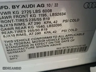 2023 Audi Q4 e-tron Premium Plus with VIN WA1BCBFZ6PP005149, listed as a Copart auction lot 47127014 with 9,183 mi miles and Salvage Title. Bid and sale history available at carsss.com. Image 14.