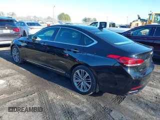 2018 Genesis G80 3.8L with VIN KMHGN4JE5JU245545, listed as a IAAI auction lot 41413528 with 65,707 mi miles. Bid and sale history available at carsss.com. Image 3.