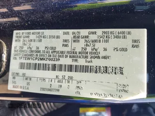 2021 Ford F-150 XL z VIN 1FTEW1CP2MKD90239, wystawiony jako IAAI lot #42342376 z przebiegiem 78 025 mil mil oraz . Historia ofert i sprzedaży dostępna na DreamBid. Obrazek 9.