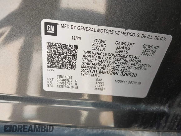 2021 GMC Terrain SLE with VIN 3GKALMEV2ML329920, listed as a IAAI auction lot 42227363 with 65,312 mi miles and . Bid and sale history available at DreamBid. Image 9.