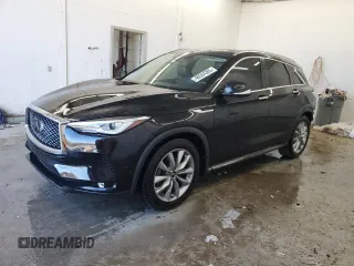 2021 Infiniti QX50 LUXE with VIN 3PCAJ5BB0MF105206, listed as a Copart auction lot 46584365 with 53,434 mi miles and Salvage Title. Bid and sale history available at carsss.com. Image 1.