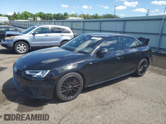 2019 Audi A4 Premium Plus z VIN WAUENAF40KA112220, wystawiony jako Copart lot #56036455 z przebiegiem 38 153 mil mil oraz Szkoda całkowita • Salvage title. Historia ofert i sprzedaży dostępna na DreamBid. Obrazek 1.