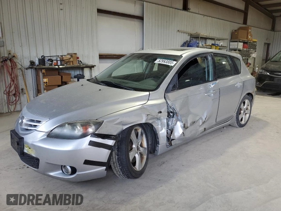 2005 Mazda 3 s with VIN JM1BK143951306838, listed as a Copart auction lot 52993885 with 202,423 mi miles and Salvage Title. Bid and sale history available at carsss.com. Image 1.
