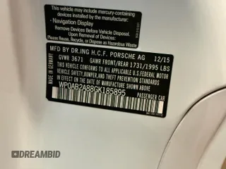 2016 Porsche Cayman S with VIN WP0AB2A88GK185895, listed as a Copart auction lot 54412305 with 27,100 mi miles and Salvage Title. Bid and sale history available at DreamBid. Image 10.