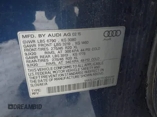 2015 Audi Q7 3.0T Premium Plus with VIN WA1LGAFE7FD018265, listed as a IAAI auction lot 41022440 with 145,874 mi miles. Bid and sale history available at carsss.com. Image 9.