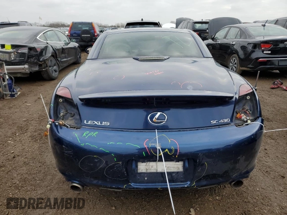 2003 Lexus SC 430 with VIN JTHFN48YX30048301, listed as a Copart auction lot 78778544 with 153,872 mi miles and Salvage Title. Bid and sale history available at DreamBid. Image 6.