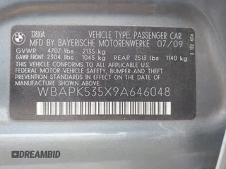 2009 BMW 3 Series 328i xDrive z VIN WBAPK535X9A646048, wystawiony jako IAAI lot #42162157 z przebiegiem 154 514 mil mil oraz . Historia ofert i sprzedaży dostępna na DreamBid. Obrazek 9.
