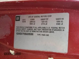 2008 Cadillac DTS 1SC with VIN 1G6KD57Y68U205366, listed as a Copart auction lot 54571125 with 134,888 mi miles and Non Repairable. Bid and sale history available at carsss.com. Image 12.