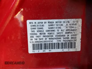 2013 Honda Fit с VIN JHMGE8H33DC016743, выставлен на аукционе Copart как лот 49598745 с пробегом 142 740 миль миль и Списание • Salvage title. История ставок и продаж доступна на DreamBid. Изображение 14.