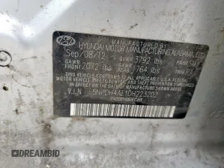 2013 Hyundai Elantra Limited z VIN 5NPDH4AE1DH223202, wystawiony jako Copart lot #58265295 z przebiegiem 103 466 mil mil oraz Szkoda całkowita • Salvage title. Historia ofert i sprzedaży dostępna na DreamBid. Obrazek 12.